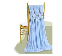 Cinta para Silla de Boda Set Of 2 Chiffon Chair Sashes Wedding Decoration 30x300cm Knot Bands For Party Banquet Event Baby Shower Decors(Light blue)