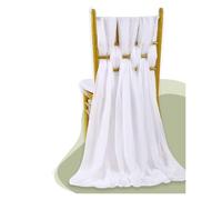 Cinta para Silla de Boda Set Of 2 Chiffon Chair Sashes Wedding Decoration 30x300cm Knot Bands For Party Banquet Event Baby Shower Decors(White)