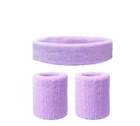 Cinta Pelo Deporte 2pc Sports Headband and Wristband Towel Set Sweatband Cotton Wrist Band Bracers for Women Men Cycling Gym Basketball Tennis(VIOLET)