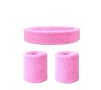 Cinta Pelo Deporte 2pc Sports Headband and Wristband Towel Set Sweatband Cotton Wrist Band Bracers for Women Men Cycling Gym Basketball Tennis(Pink)
