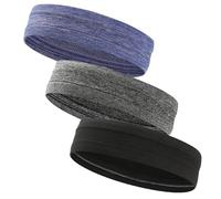 Cinta Pelo Deporte Breathable Yoga Hair Ribbon Sweatband Head Gym Fitness Sports Headbands Running Hair Tape Ribbon Elastic Hair Band Women Men(Sweatband 3pcs D)