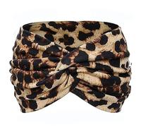 Cinta Pelo Deporte Diademas de yoga for cabello de mujer, turbante elástico ancho y grueso, bandas for la cabeza de leopardo anudadas(Leopard)