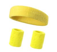 Cinta Pelo Deporte Juego de 3 diademas deportivas elásticas for hombre y mujer, for el sudor, for deportes al aire libre, gimnasio, correr, tenis(Yellow)