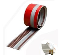 Cinta protectora de borde de escalera de vinilo de caucho que brilla en la oscuridad, autoadhesiva, for interiores y exteriores, for escalones de escalera(Brown,250in/6.35m)