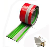 Cinta protectora de borde de escalera de vinilo de caucho que brilla en la oscuridad, autoadhesiva, for interiores y exteriores, for escalones de escalera(Green,90in/2.28m)
