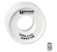 Cinta PTFE Wolfpack 19 mm. x 50 m. Grueso. (Paquete de 5 Rollos)