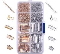 Cinta Pulsera Kit marcapáginas Pinch Crimp extremos con mosquetón con saltar anillos y cadena extensores, 370 piezas