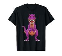 Cinta púrpura de la Conciencia del cáncer de Mama del Dinosaurio del T-Rex para el niño Camiseta