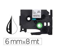 Cinta q-connect tze-211 blanco-negro 6mm longitud 8 mt - KF18795