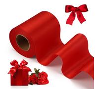 Cinta Raso Roja 22 m × 10 cm, 1 Rollo de Satén Ancha, para Envolver Regalos, Decorativa para Navidad, Cumpleaños, Ceremonia de Apertura, Bodas