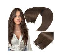 Cinta recta de 16-26 pulgadas de largo en extensiones de cabello 20 piezas/50 g de cabello humano real Invisible sin costuras #4 cinta marrón chocolate en extensión(16 inches)