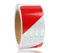 Cinta Reflectante Adhesiva 5cm*10cm Roja y Blanca, Res Istente Al Aguapegatinas Reflectantes Cinta,Cinta de Advertencia Distancia,Cinta de Advertencia de Alta Visibilidad, Material PET