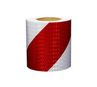 cinta reflectante, Cinta Reflectante De Visibilidad De 15 Cm De Ancho Cinta De Advertencia De Seguridad, Cinta Reflectante Nocturna De Sarga for Vehículos Bicicletas Ropa Cascos Buzones,Rojo Blanco,25