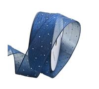 Cinta Regalo 20 yardas/rollo 4CM diamantes de imitación hilo arrugado cintas de seda caja de pastel de flores Material de embalaje arco DIY(Blue)