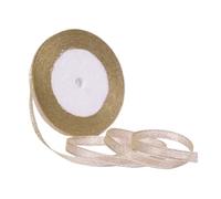 Cinta Regalo Cinta de satén de seda con purpurina dorada y plateada, 100 yardas, 6mm, decoración for fiesta, hogar, boda, envoltura de Navidad, Halloween, Material DIY(Light Gold)