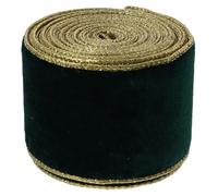 Cinta Regalo Cinta de terciopelo con borde dorado 10 yardas y 2,5 pulgadas ancho, verde roja, for Navidad, for bodas(Green)