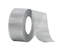 Cinta Regalo Rollo de 22 metros cinta con purpurina dorada y plateada 6/10/15/20/25/40/50 mm for decoración tartas boda, manualidades, organza(Silver,40mm)