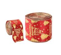 Cinta roja con purpurina - Feliz Navidad, cinta de terciopelo de 6,3 cm de grosor | Cinta de terciopelo transparente de organza roja hecha a mano con flocado para embalaje, embalaje y manualidades