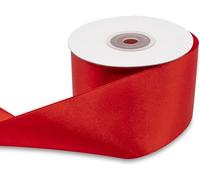 Cinta roja de 50 mm de raso, rollo de 25 m de largo, cinta de 5 cm para idea de regalo, boda, bautizo, San Valentín, Navidad, Año Nuevo, bombonera, bobina