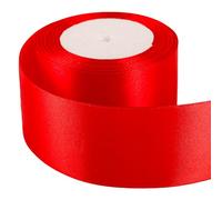 Cinta roja de 50 mm para envolver regalos, 25 m, cinta de satén roja de 50 mm de grosor para manualidades, lazos de pelo, cinta de poliéster para Navidad, pasteles, bodas, fiestas, globos, decoración