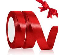 Cinta Roja Navidad - 2 Rollos 20mmx44m Raso Para Envolver Regalos y Lazos - Tela Para Decoración Festiva