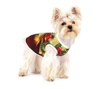 Cinta roja navideña con Campanas Doradas,Camiseta de algodón sin Mangas para Mascotas, Chaleco Transpirable, Suave y elástico para Cachorros,L
