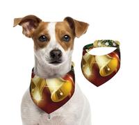 Cinta roja navideña con Campanas Doradas,Pañuelos de algodón para Perros, Bufandas Ajustables para Mascotas,L