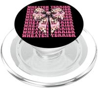 Cinta rosa con lazo de coqueta de perro terrier de trigo PopSockets PopGrip para MagSafe