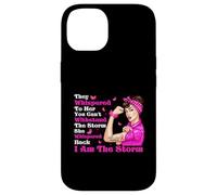 Cinta rosa con texto en inglés "I'm The Storm Strong Women Breast Cancer Warrior" Carcasa para iPhone 14