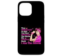 Cinta rosa con texto en inglés "I'm The Storm Strong Women Breast Cancer Warrior" Carcasa para iPhone 13 Pro Max