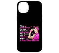 Cinta rosa con texto en inglés "I'm The Storm Strong Women Breast Cancer Warrior" Carcasa para iPhone 14 Plus
