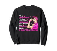 Cinta rosa con texto en inglés "I'm The Storm Strong Women Breast Cancer Warrior" Sudadera