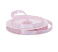 Cinta rosa de doble satén con lunares, rollo de cinta para envolver regalos, fiestas, bautismo, nacimiento, cumpleaños, ceremonia, altura 10 mm, longitud L 50 metros