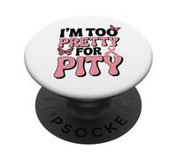Cinta Rosa para Luchar contra el cáncer de Mama Demasiado Bonita para la piedad PopSockets PopGrip Adhesivo