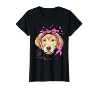 Cinta Rosa para Perros Labrador Retriever para concientización sobre el cáncer de Mama Camiseta gráfica económica, Mujer, Negro, XS