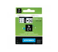 Cinta rotuladora autoadhesiva dymo d1 12mm x 7 metros de longitud para rotuladoras label manager, blanco sobre negro