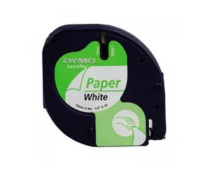 Cinta rotuladora autoadhesiva dymo papel blanco 12mm x 4 metros - para rotuladoras letratag