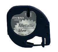 CINTA ROTULADORA LETRATAG 12MMX4M NEGRO/PLATA DYMO S0721730