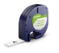 Cinta Rotular DYMO LetraTag Papel Negro, Fondo Blanco 12 mm. x 4 m.