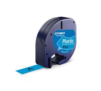 Cinta Rotular DYMO LetraTag Plástico Negro, Fondo Azul 12 mm. x 4 m.