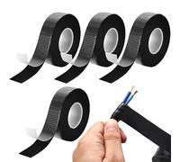 Cinta Silicona Autofusión, 4 Rollos Cinta de Reparación, Cinta de Eléctrica Adhesiva Impermeable Negra, Cinta de Sellado Estanca para Cables Eléctrico, Tuberías de Fugas de Manguera, 4,5m x 22 mm