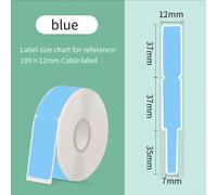 Cinta térmica de 12 mm para Dymo D11 P11 P12 - Rollos adhesivos impermeables para cable - Etiquetas de alambre resistentes al desgarro para oficina y organización del hogar, color blanco (azul)
