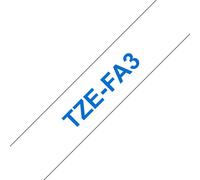 Cinta textil Brother TZE-FA3 azul sobre blanco 12 mm x 3 m para rotuladora electrónica