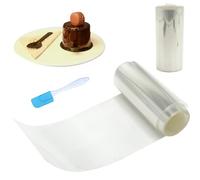 Cinta transparente para tartas de repostería de rodillos de decoración para rodear las tortas de espuma de repostería, rollos de collares de pastel, material de pastelería (10 x 10 m), con 1 rascador