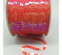 Cinta trenzada con lentejuelas, Cinta plana redonda precosida multicolor de las lentejuelas 6m m for la costura los artes(Red-ab)