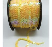 Cinta trenzada con lentejuelas, Cinta plana redonda precosida multicolor de las lentejuelas 6m m for la costura los artes(Yellow-ab)