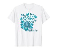 Cinta verde azulado del mes de concientización sobre la agresión sexual Believe Girasol Camiseta