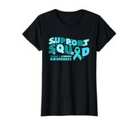 Cinta Verde Azulado para concientización sobre el síndrome X frágil de Support Squad Camiseta gráfica económica, Mujer, Negro, S