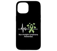 Cinta verde lima de conciencia del latido del corazón del linfoma no Hodgkin Carcasa para iPhone 15