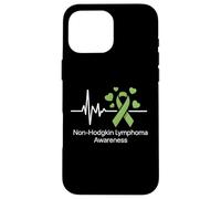 Cinta verde lima de conciencia del latido del corazón del linfoma no Hodgkin Carcasa para iPhone 16 Pro Max